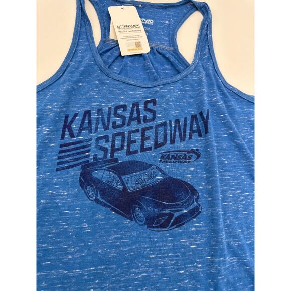 Nascar Race Kansas Speedway Car Design Tank Top Shirt Blue Womens Size Large - Picture 2 of 6